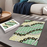 Green Palaka Hawaii Puzzle Kukui Nut Pikake Lei Hawaiian Tapa Pattern LT14 - Polynesian Pride