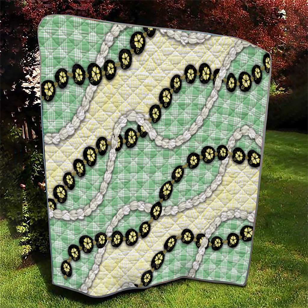 Green Palaka Hawaii Quilt Kukui Nut Pikake Lei Hawaiian Tapa Pattern - Polynesian Pride