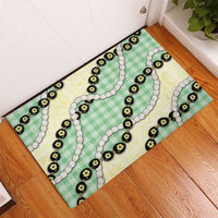 Green Palaka Hawaii Rubber Doormat Kukui Nut Pikake Lei Hawaiian Tapa Pattern LT14 - Polynesian Pride