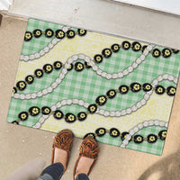 Green Palaka Hawaii Rubber Doormat Kukui Nut Pikake Lei Hawaiian Tapa Pattern LT14 - Polynesian Pride