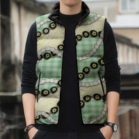 Green Palaka Hawaii Sleeveless Puffer Jacket Kukui Nut Pikake Lei Hawaiian Tapa Pattern LT14 - Polynesian Pride