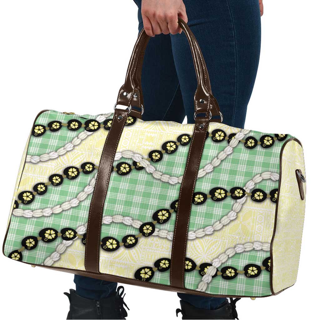 Green Palaka Hawaii Travel Bag Kukui Nut Pikake Lei Hawaiian Tapa Pattern LT14 - Polynesian Pride