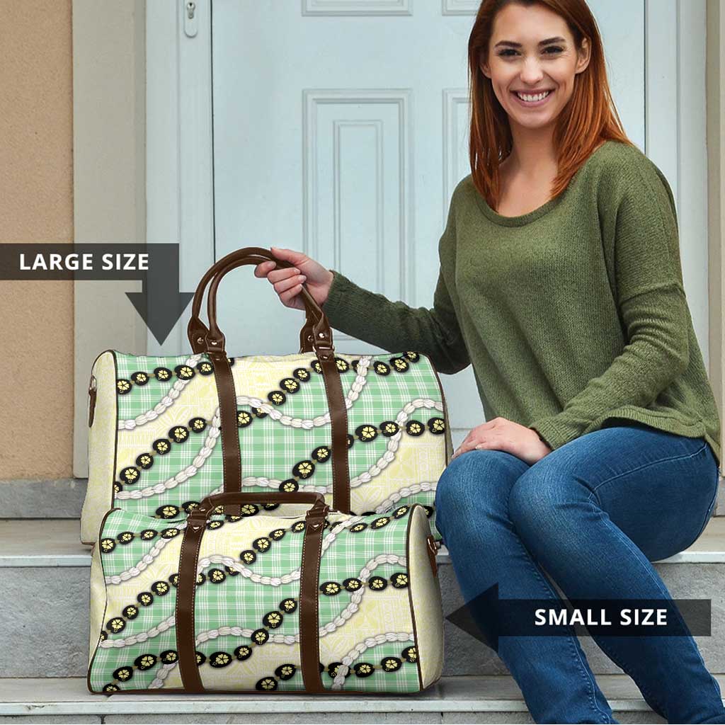 Green Palaka Hawaii Travel Bag Kukui Nut Pikake Lei Hawaiian Tapa Pattern LT14 - Polynesian Pride