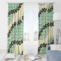 Green Palaka Hawaii Window Curtain Kukui Nut Pikake Lei Hawaiian Tapa Pattern - Polynesian Pride