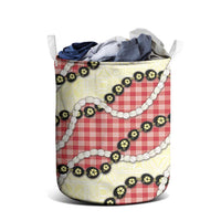 Red Palaka Hawaii Laundry Basket Kukui Nut Pikake Lei Hawaiian Tapa Pattern LT14 - Polynesian Pride