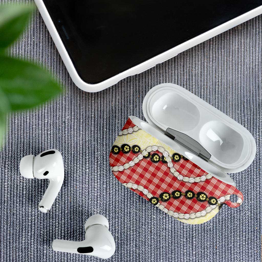 Red Palaka Hawaii AirPods Case Kukui Nut Pikake Lei Hawaiian Tapa Pattern LT14 - Polynesian Pride