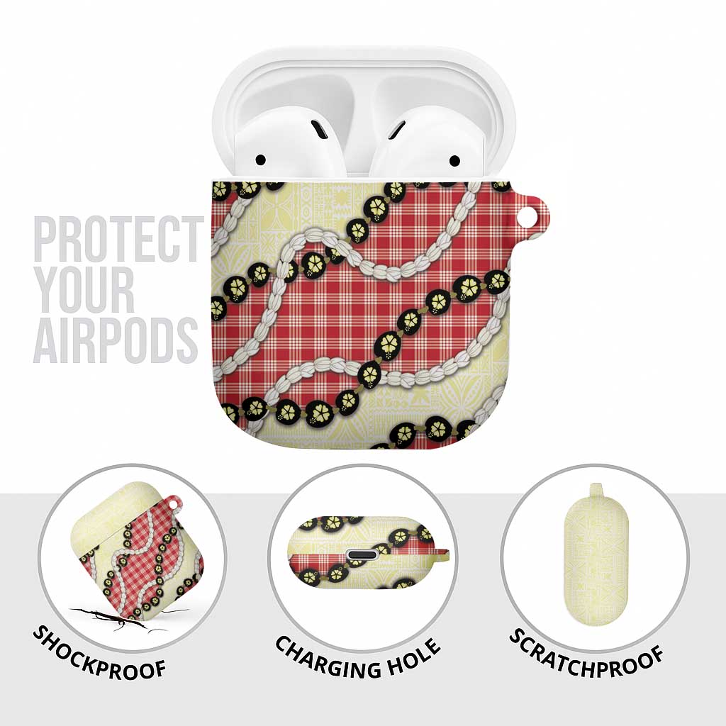 Red Palaka Hawaii AirPods Case Kukui Nut Pikake Lei Hawaiian Tapa Pattern LT14 - Polynesian Pride