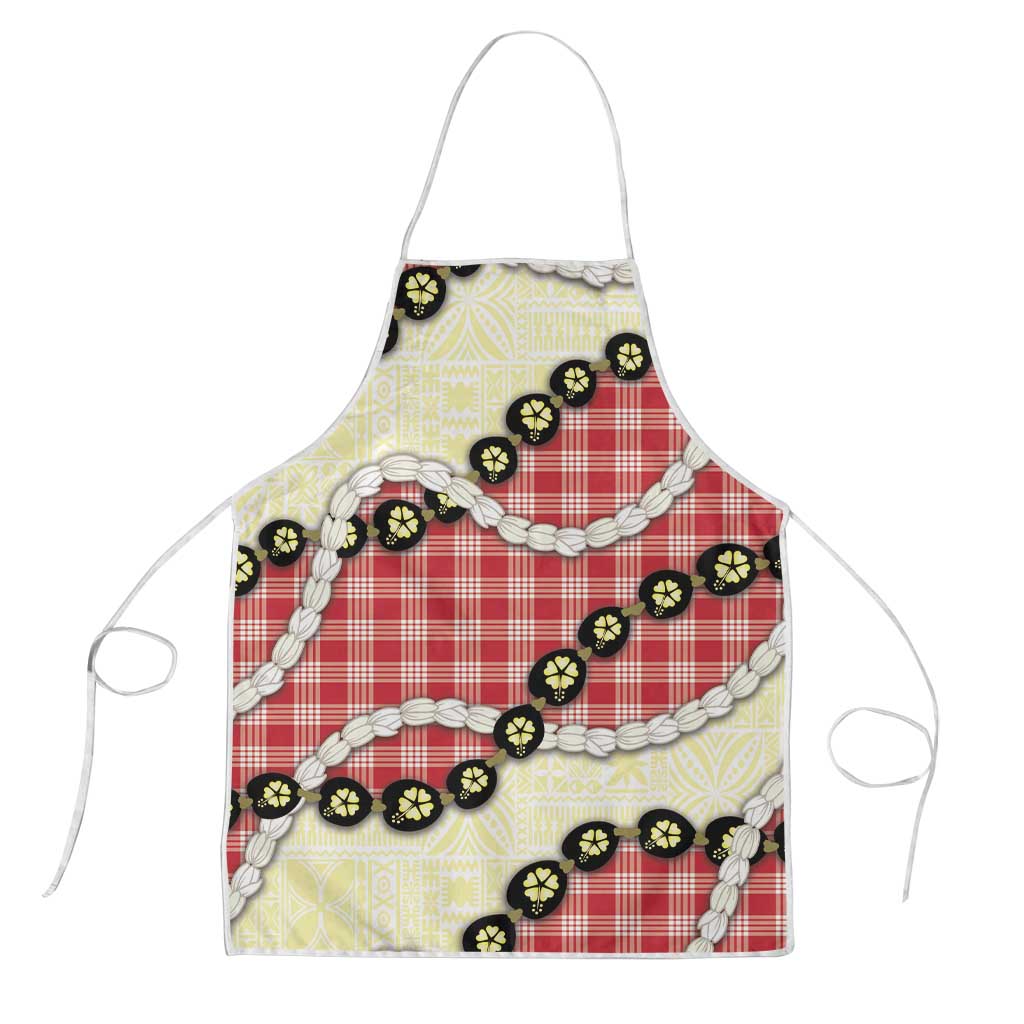 Red Palaka Hawaii Apron Kukui Nut Pikake Lei Hawaiian Tapa Pattern LT14 Red - Polynesian Pride
