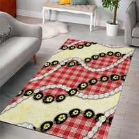 Red Palaka Hawaii Area Rug Kukui Nut Pikake Lei Hawaiian Tapa Pattern - Polynesian Pride