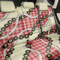 Red Palaka Hawaii Back Car Seat Cover Kukui Nut Pikake Lei Hawaiian Tapa Pattern - Polynesian Pride