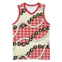 Red Palaka Hawaii Basketball Jersey Kukui Nut Pikake Lei Hawaiian Tapa Pattern LT14 Unisex Red - Polynesian Pride
