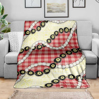 Red Palaka Hawaii Blanket Kukui Nut Pikake Lei Hawaiian Tapa Pattern - Polynesian Pride
