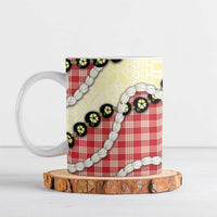 Red Palaka Hawaii Ceramic Mug Kukui Nut Pikake Lei Hawaiian Tapa Pattern - Polynesian Pride