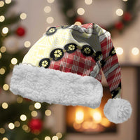 Red Palaka Hawaii Christmas Santa Hat Kukui Nut Pikake Lei Hawaiian Tapa Pattern - Polynesian Pride