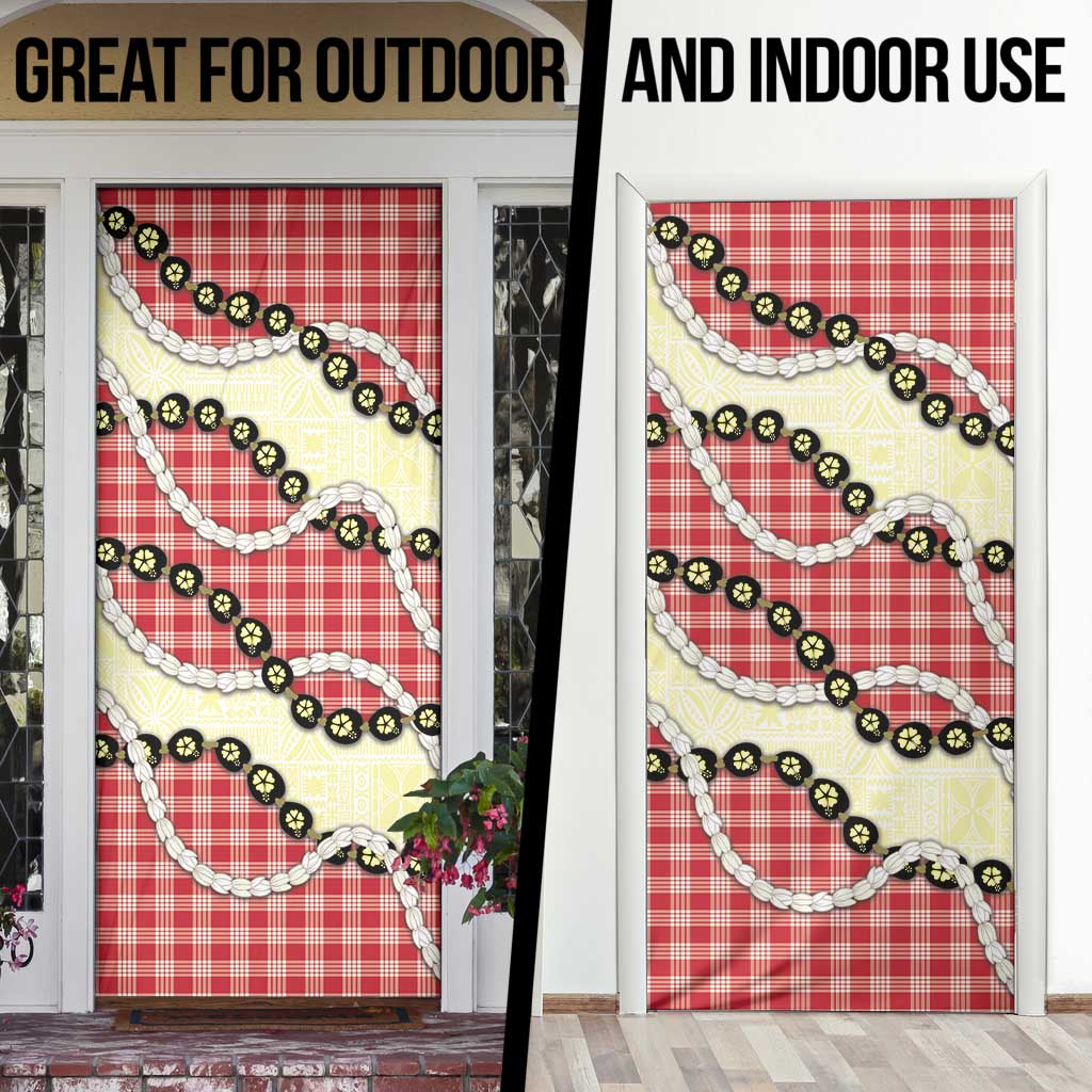Red Palaka Hawaii Door Cover Kukui Nut Pikake Lei Hawaiian Tapa Pattern - Polynesian Pride