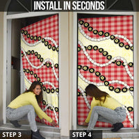 Red Palaka Hawaii Door Cover Kukui Nut Pikake Lei Hawaiian Tapa Pattern - Polynesian Pride