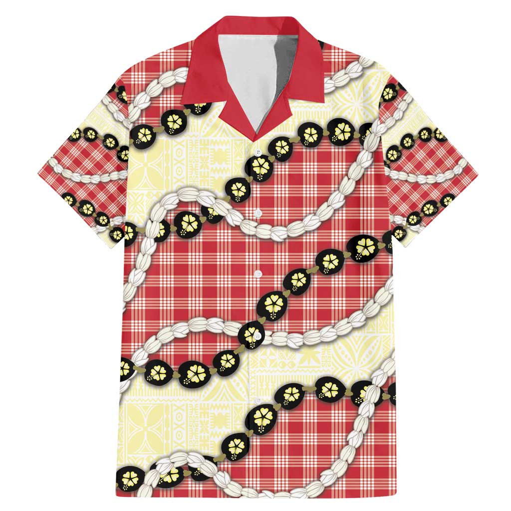 Red Palaka Hawaii Family Matching Mermaid Dress and Hawaiian Shirt Kukui Nut Pikake Lei Hawaiian Tapa Pattern - Polynesian Pride
