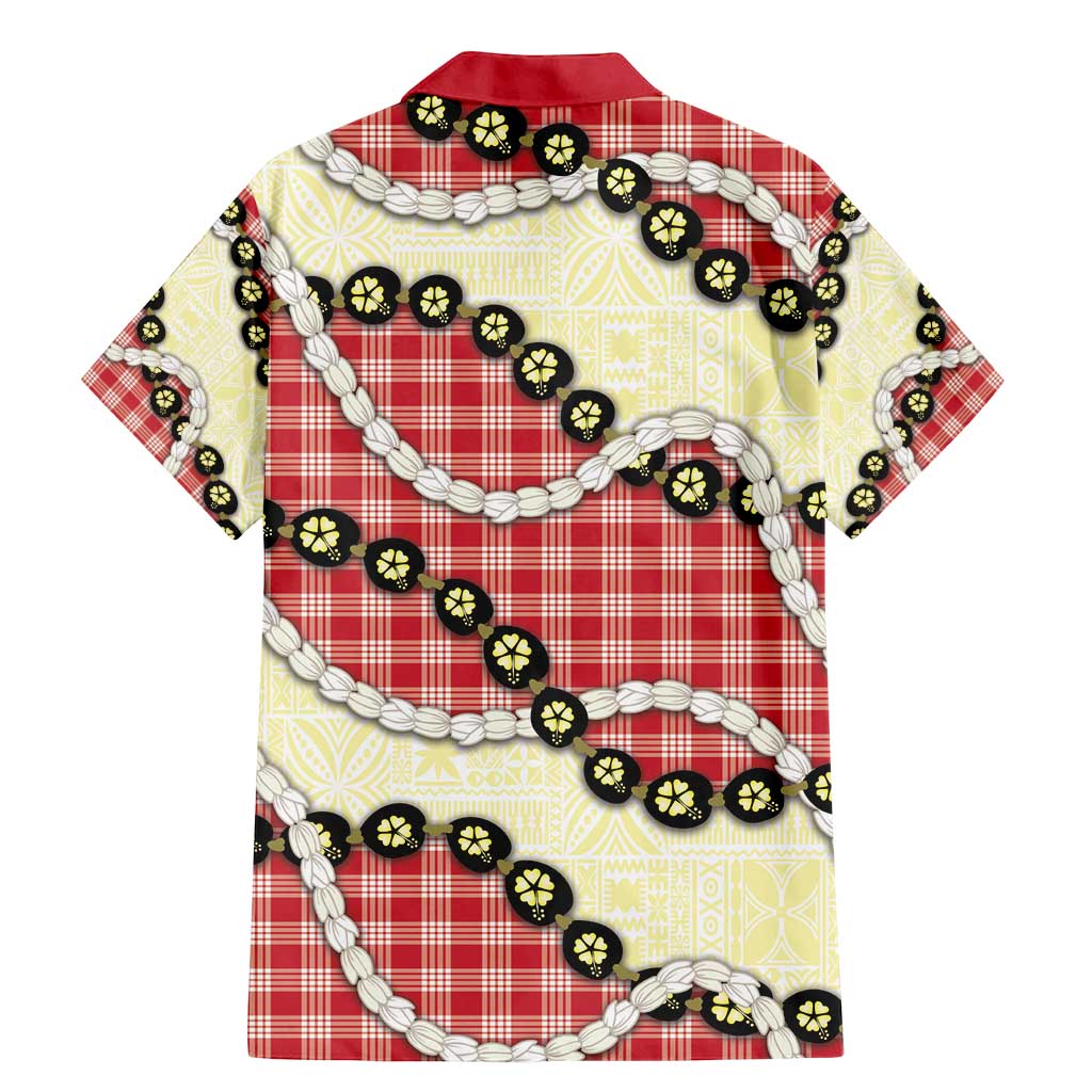 Red Palaka Hawaii Family Matching Mermaid Dress and Hawaiian Shirt Kukui Nut Pikake Lei Hawaiian Tapa Pattern - Polynesian Pride