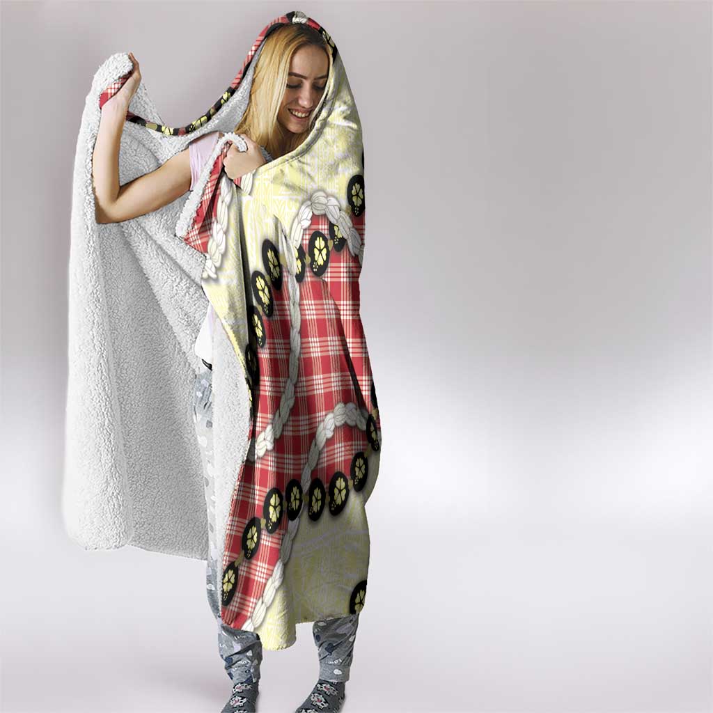 Red Palaka Hawaii Hooded Blanket Kukui Nut Pikake Lei Hawaiian Tapa Pattern LT14 - Polynesian Pride