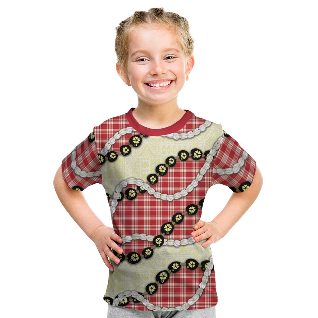 Red Palaka Hawaii Kid T Shirt Kukui Nut Pikake Lei Hawaiian Tapa Pattern LT14 Red - Polynesian Pride