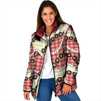 Red Palaka Hawaii Padded Jacket Kukui Nut Pikake Lei Hawaiian Tapa Pattern LT14 Women Red - Polynesian Pride