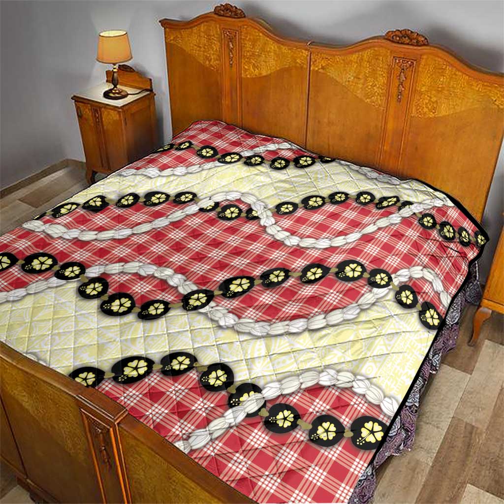 Red Palaka Hawaii Quilt Kukui Nut Pikake Lei Hawaiian Tapa Pattern - Polynesian Pride