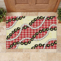 Red Palaka Hawaii Rubber Doormat Kukui Nut Pikake Lei Hawaiian Tapa Pattern LT14 Red - Polynesian Pride