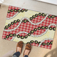 Red Palaka Hawaii Rubber Doormat Kukui Nut Pikake Lei Hawaiian Tapa Pattern LT14 - Polynesian Pride