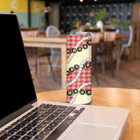 Red Palaka Hawaii Skinny Tumbler Kukui Nut Pikake Lei Hawaiian Tapa Pattern - Polynesian Pride