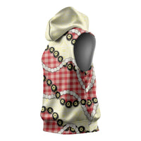 Red Palaka Hawaii Sleeveless Hoodie Kukui Nut Pikake Lei Hawaiian Tapa Pattern LT14 - Polynesian Pride
