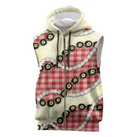 Red Palaka Hawaii Sleeveless Zip Hoodie Kukui Nut Pikake Lei Hawaiian Tapa Pattern - Polynesian Pride