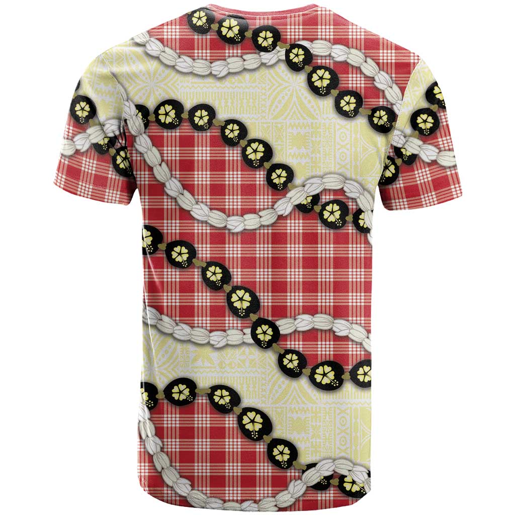 Red Palaka Hawaii T Shirt Kukui Nut Pikake Lei Hawaiian Tapa Pattern - Polynesian Pride