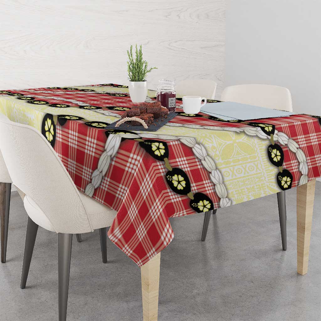 Red Palaka Hawaii Tablecloth Kukui Nut Pikake Lei Hawaiian Tapa Pattern LT14 - Polynesian Pride