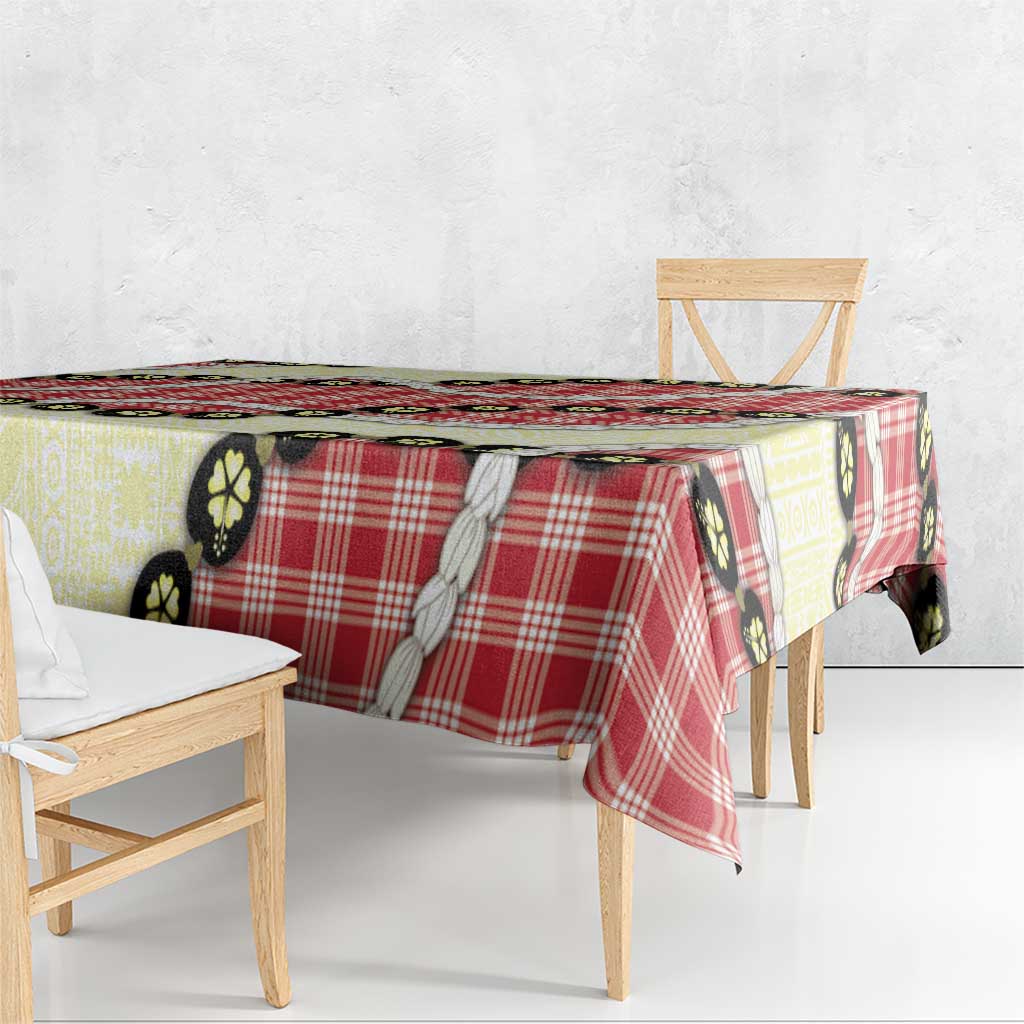 Red Palaka Hawaii Tablecloth Kukui Nut Pikake Lei Hawaiian Tapa Pattern LT14 - Polynesian Pride