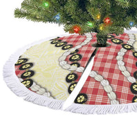 Red Palaka Hawaii Tree Skirt Kukui Nut Pikake Lei Hawaiian Tapa Pattern LT14 - Polynesian Pride
