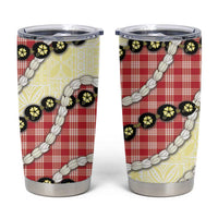 Red Palaka Hawaii Tumbler Cup Kukui Nut Pikake Lei Hawaiian Tapa Pattern - Polynesian Pride