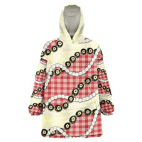 Red Palaka Hawaii Wearable Blanket Hoodie Kukui Nut Pikake Lei Hawaiian Tapa Pattern LT14 One Size Red - Polynesian Pride