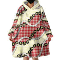 Red Palaka Hawaii Wearable Blanket Hoodie Kukui Nut Pikake Lei Hawaiian Tapa Pattern LT14 - Polynesian Pride