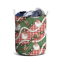 Cowboy Hawaii Mele Kalikimaka Laundry Basket Paniolo Kukui Nut Pikake Lei Red Version LT14 - Polynesian Pride