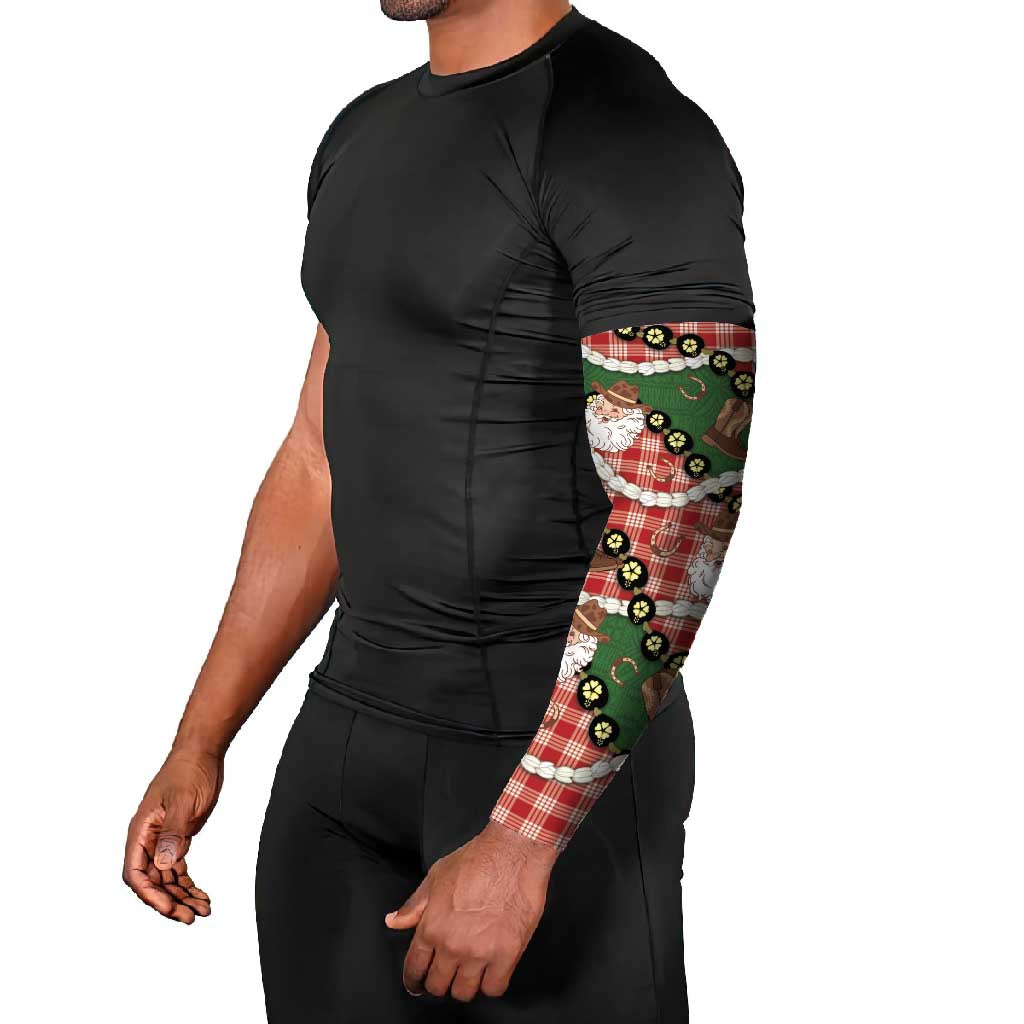 Cowboy Hawaii Mele Kalikimaka Arm Sleeves Paniolo Kukui Nut Pikake Lei Red Version LT14 - Polynesian Pride