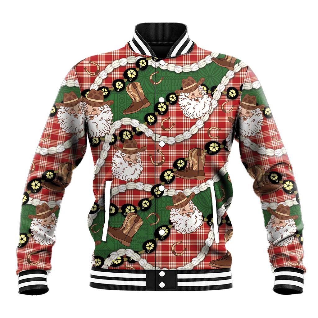 Cowboy Hawaii Mele Kalikimaka Baseball Jacket Paniolo Kukui Nut Pikake Lei Red Version LT14 Unisex Red - Polynesian Pride