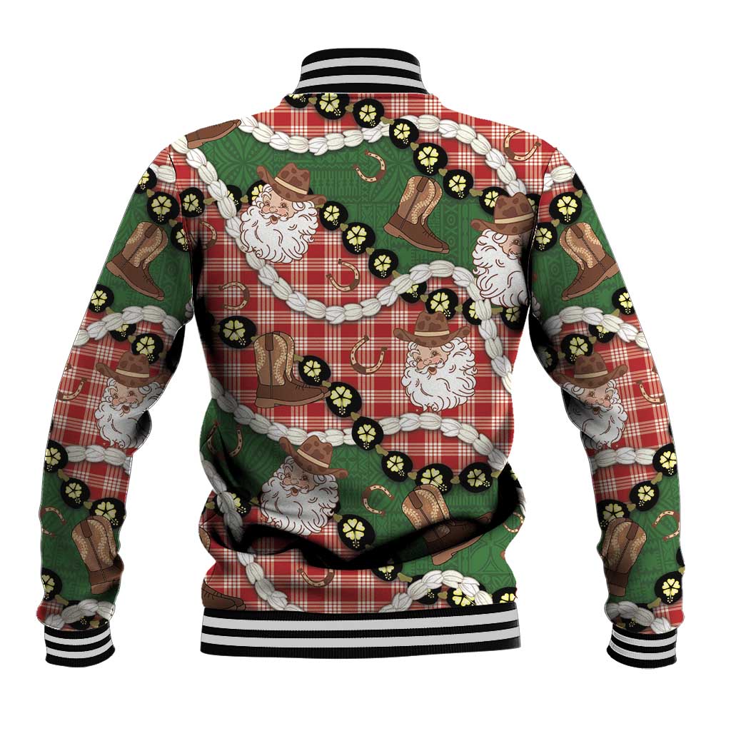 Cowboy Hawaii Mele Kalikimaka Baseball Jacket Paniolo Kukui Nut Pikake Lei Red Version LT14 - Polynesian Pride