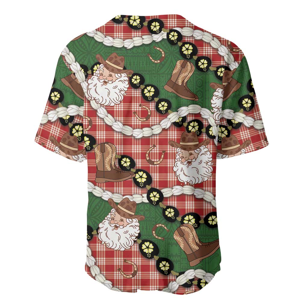 Cowboy Hawaii Mele Kalikimaka Baseball Jersey Paniolo Kukui Nut Pikake Lei Red Version LT14 - Polynesian Pride