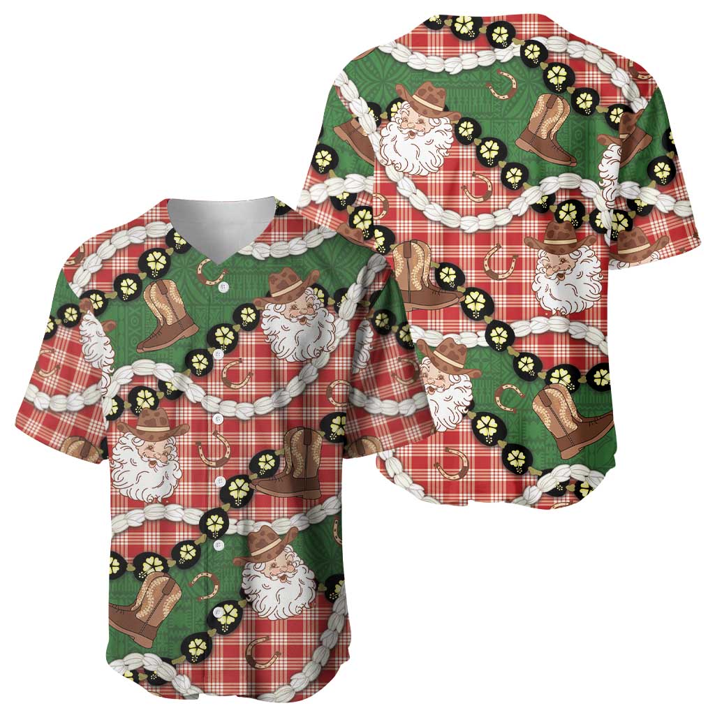 Cowboy Hawaii Mele Kalikimaka Baseball Jersey Paniolo Kukui Nut Pikake Lei Red Version LT14 - Polynesian Pride
