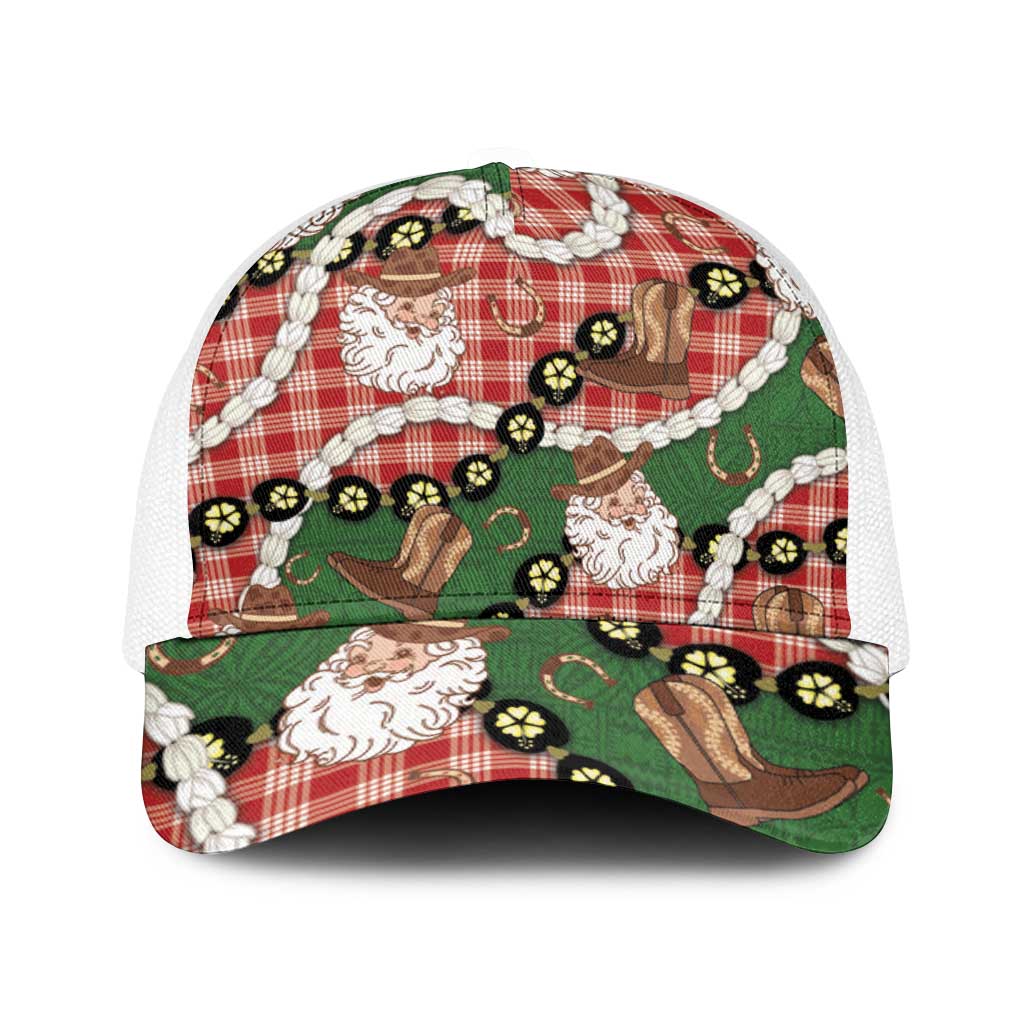 Cowboy Hawaii Mele Kalikimaka Baseball Net Cap Paniolo Kukui Nut Pikake Lei Red Version - Polynesian Pride