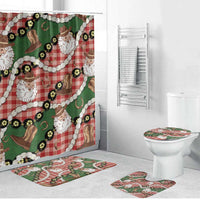 Cowboy Hawaii Mele Kalikimaka Bathroom Set Paniolo Kukui Nut Pikake Lei Red Version - Polynesian Pride