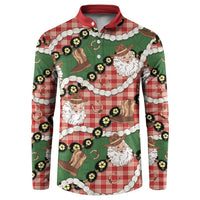 Cowboy Hawaii Mele Kalikimaka Button Sweatshirt Paniolo Kukui Nut Pikake Lei Red Version LT14 Red - Polynesian Pride