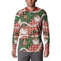 Cowboy Hawaii Mele Kalikimaka Button Sweatshirt Paniolo Kukui Nut Pikake Lei Red Version LT14 - Polynesian Pride