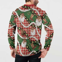 Cowboy Hawaii Mele Kalikimaka Button Sweatshirt Paniolo Kukui Nut Pikake Lei Red Version LT14 - Polynesian Pride