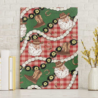 Cowboy Hawaii Mele Kalikimaka Canvas Wall Art Paniolo Kukui Nut Pikake Lei Red Version - Polynesian Pride